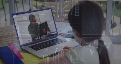 virtual learning overlays with young student engaged in online class - Download Free Stock Images Pikwizard.com