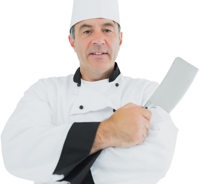 Transparent Background Serious Chef Holding Knife Ready to Cook - Download Free Stock Videos Pikwizard.com