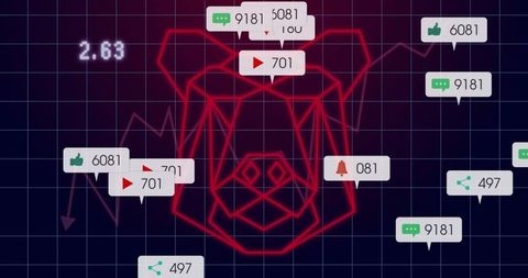 Geometric Pig Head on Trading Interface with Social Media Metrics