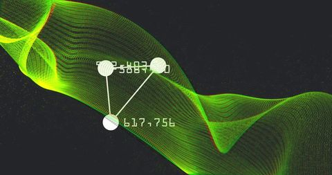 Futuristic Green Wave with Data Connections and Numbers - Download Free Stock Images Pikwizard.com