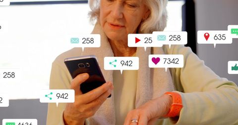senior influencer engaging with social media on smartphone - Download Free Stock Images Pikwizard.com