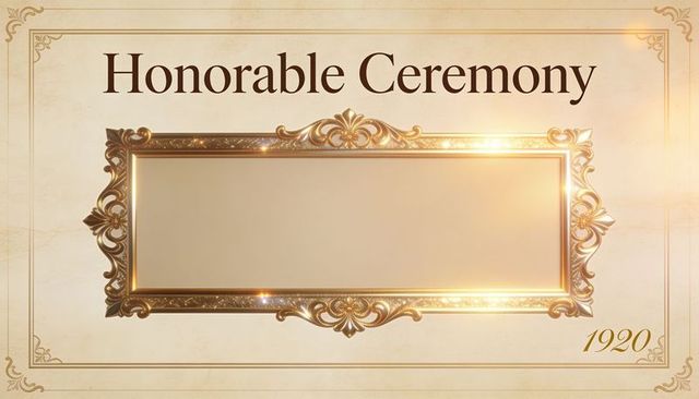 Honorable ceremony vintage gold gilded ornate frame displaying blank plaque parchment 1920