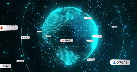 Global Communication Concept with Digital Globe and Multimedia Alerts - Download Free Stock Images Pikwizard.com