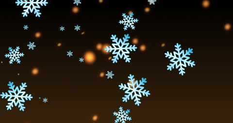 Digital Snowflakes Floating with Glowing Lights