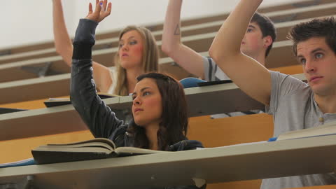 Students Engaged in University Class Lecture