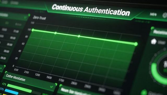 Continuous Authentication Dashboard Displaying Real-Time Security Analytics and Line Chart