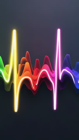 Vertical Neon Waveform Reacting to Music with Rainbow Pulse Futuristic Audio Visualization
