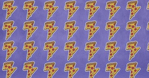 Repeating pizza slice pattern on vibrant purple