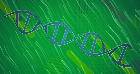 Digital DNA Strand on Green Abstract Background
