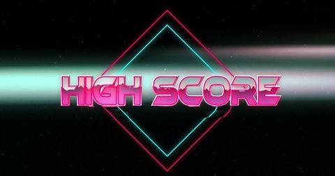 Retro Futurism Neon High Score With Geometric Elements