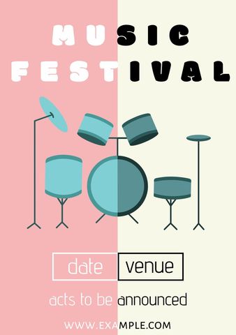 colorful music festival drum set theme poster design - Download Free Stock Templates Pikwizard.com