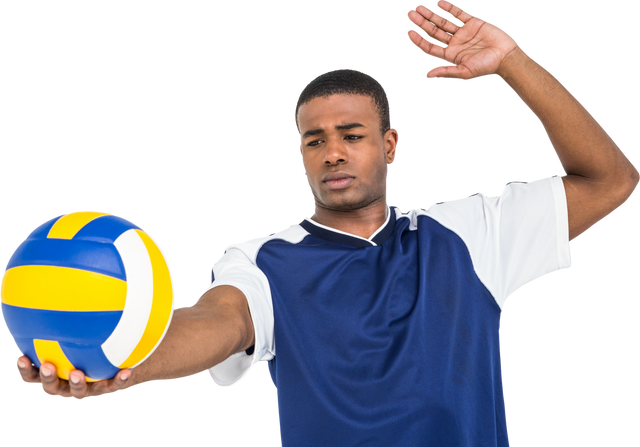 Focused Sportsman Preparing Volleyball Serve on Transparent Background - Download Free Stock Videos Pikwizard.com