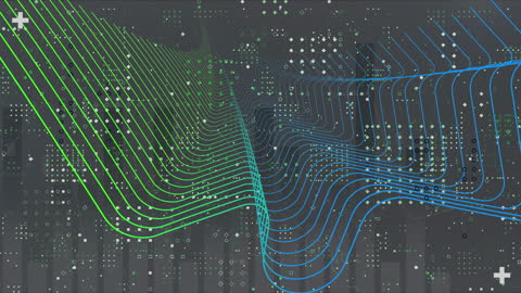 Digital Waves with Abstract Shapes on Data Visualization Background