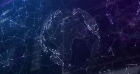 Wireframe Globe Pulsing with Digital Network Mesh - Download Free Stock Images Pikwizard.com