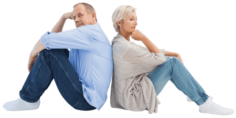 Transparent Mature Couple Sitting Back to Back in Conflict - Download Free Stock Videos Pikwizard.com