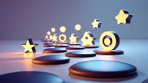 Abstract 3D Golden Icons Elevating on Minimalist Platforms