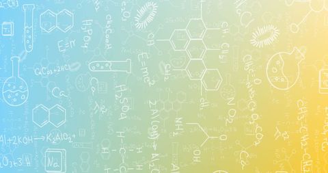 Science icons and equations on gradient school background