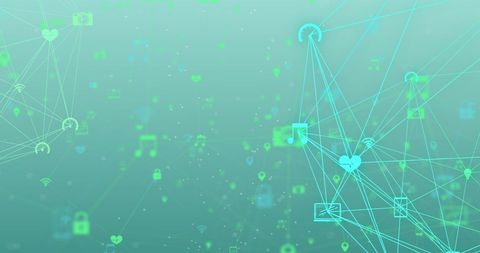 Digital Connections with Blue and Green Icons on Gradient Background - Download Free Stock Images Pikwizard.com
