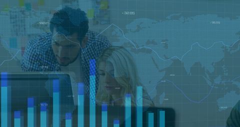 Business Professionals Analyzing Data with Cutting-Edge Technology