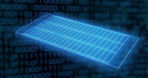 Digital Interface Concept with Neon Glow Over Binary Code