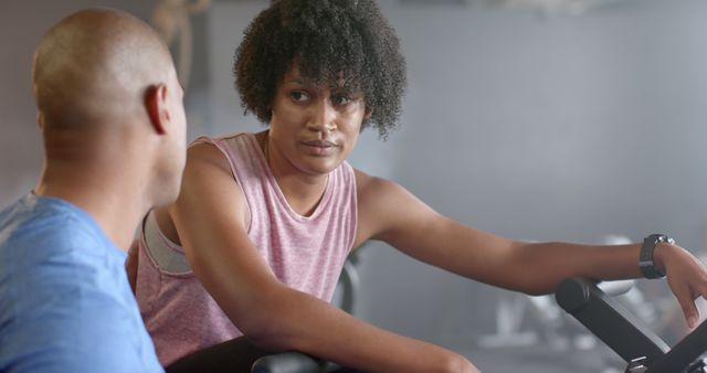 Personal Trainer Motivating Client in Fitness Center - Download Free Stock Images Pikwizard.com