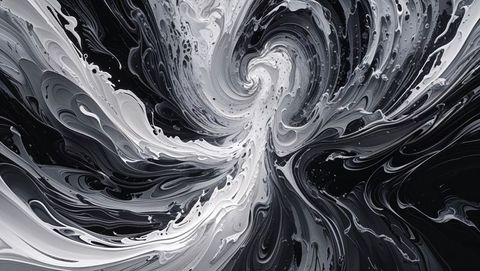 Monochrome fluid art showing cosmic vortex with crazy energy