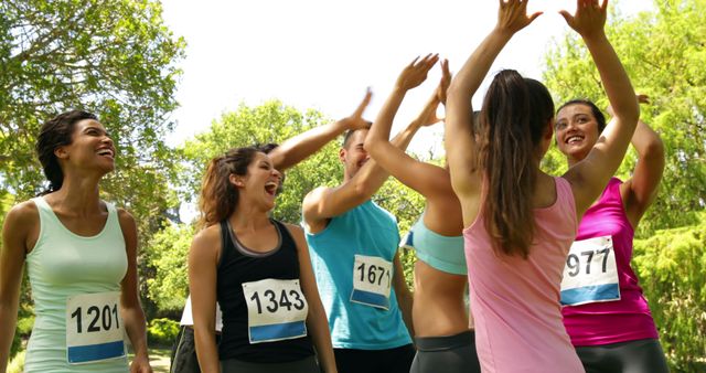 Diverse Group of Runners Celebrating After Marathon - Download Free Stock Images Pikwizard.com