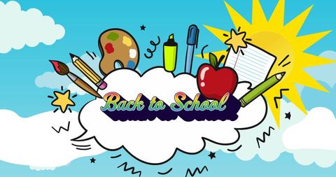 Colorful Back to School Graphic with School Supplies