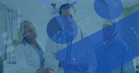 Medical Team Analyzing Data in Hospital Setting with Technology