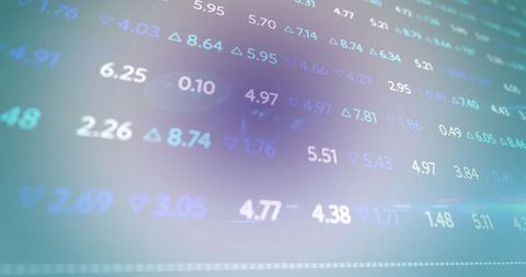 Financial Data on Digital Display with Blue Background