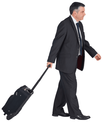 transparent mature businessman pulling suitcase - Download Free Stock Videos Pikwizard.com