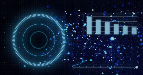 Digital Interface with Blue Particles and Data Visualization - Download Free Stock Images Pikwizard.com