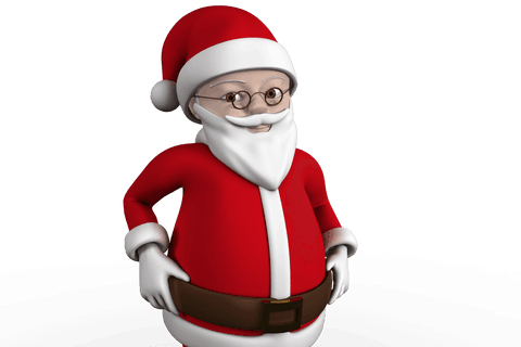 Cute Transparent Cartoon Santa Claus in Red Costume