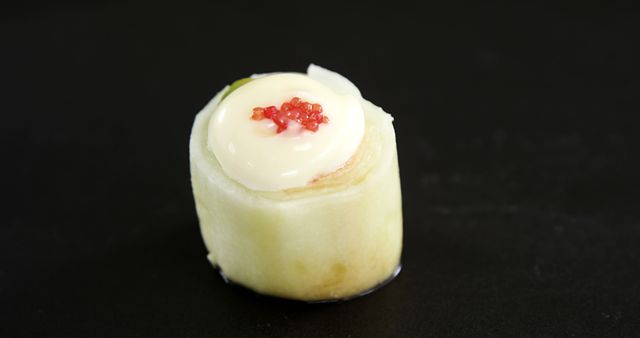 Gourmet Sushi Roll with Creamy Topping and Red Garnish - Download Free Stock Images Pikwizard.com