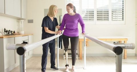 Rehabilitation with Parallel Bars and Prosthetic Limb Assistance