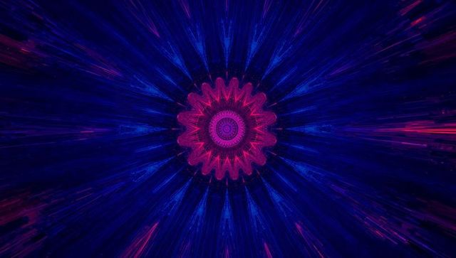 Vibrant cosmic mandala with radiating geometric patterns