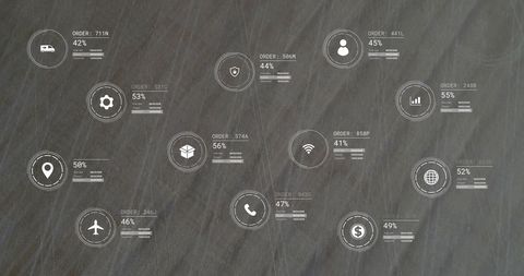 Digital Interface with Global Icon Network on Textured Background - Download Free Stock Images Pikwizard.com