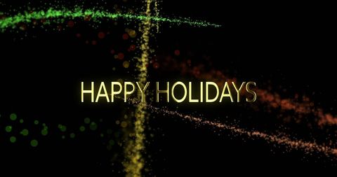 Happy Holidays Text with Festive Light Trails