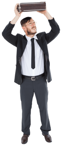 geeky businessman holding briefcase transparent background - Download Free Stock Videos Pikwizard.com