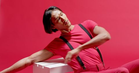 Dynamic expression of fashion with avant-garde styling in studio