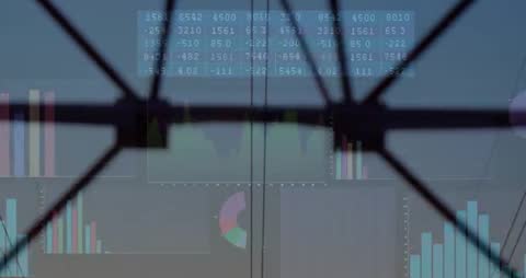 Futuristic Data Dashboard Overlaying Urbanscape at Dusk