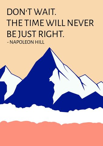 Inspirational Mountain Poster with Motivational Napoleon Hill Quote - Download Free Stock Templates Pikwizard.com
