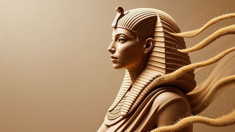 Sculptural elegance of egyptian queen with nemes headdress