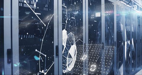 Futuristic Data Center with Digital Interface Visualization - Download Free Stock Images Pikwizard.com