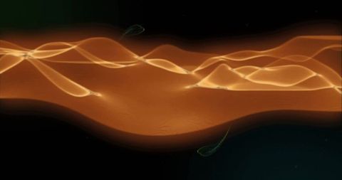 Dynamic flow of abstract light waves on black background