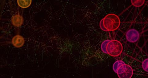 Neon network connections abstract technology background glowing data nodes digital mesh