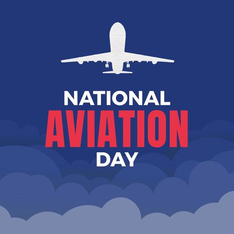 national aviation day celebration graphic with airplane illustration - Download Free Stock Templates Pikwizard.com