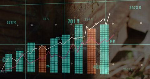 Financial Growth Chart with Currency Symbols on Natural Texture