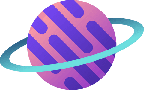 Minimal planet artwork with purple sphere on transparent background