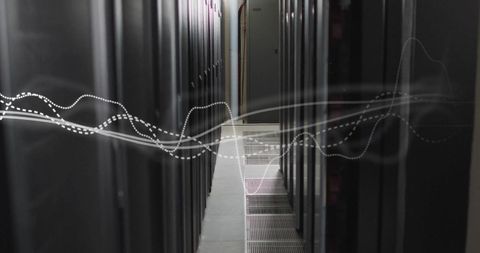 Digital Data Flowing Through Server Aisle with Networking Overlay - Download Free Stock Images Pikwizard.com